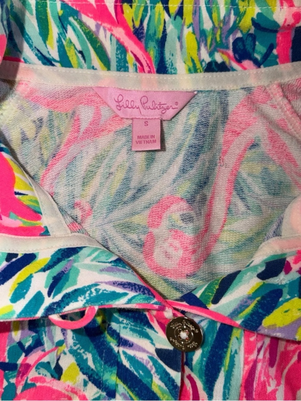Lilly Pulitzer Flamingo Print Windsor Popover Small Resort Coastal Preppy - Picture 6 of 8